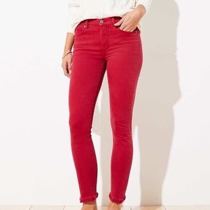 LOFT Frayed Skinny Jeans